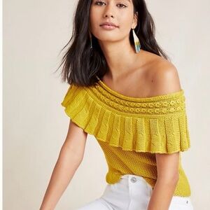 NWOT Anthropologie Mustard yellow Off Should Sweater (xs)